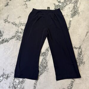 City Chic Pants Womens Size‎ M Navy Wide Leg Brigitta Pull on Draped Trousers